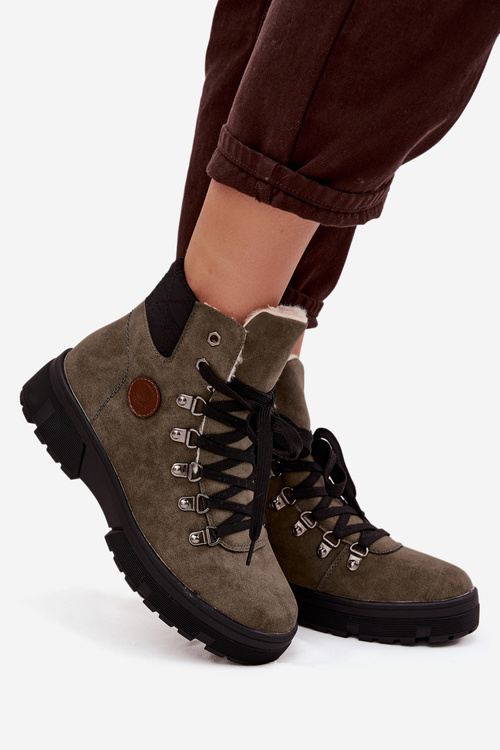 Обігріті жіночі трапери на платформі темно-зелені Zaraine