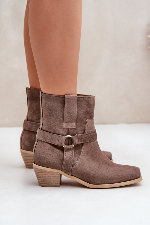 Ботильйони З Природного Замшу На Каблуку Коричневі Зазу 3444/2