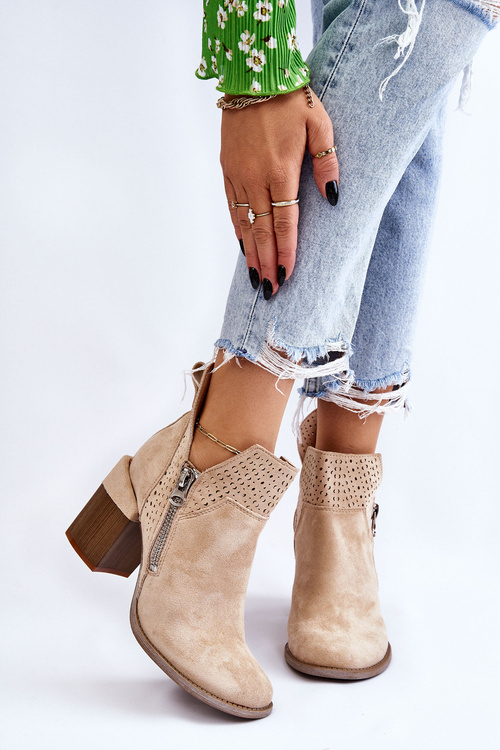 Замшеві Чоботи на масивних підборах Світло-бежевий Camden