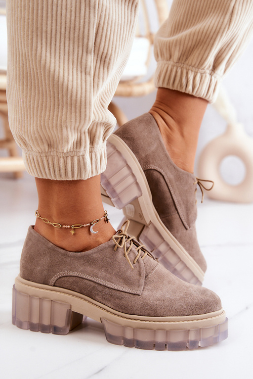 Модні замшеві лофери бежеві Lauriss