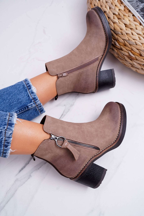 Жіночі валяні утеплені чоботи на шпильці бежеві Delia