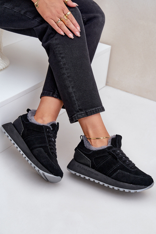 Жіночі Кросівки З Пухом І Блискучим Елементом Big Star OO274580 Чорні