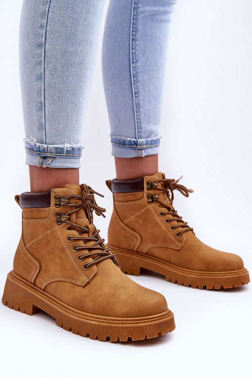 Жіночі коричневі черевики зі шкіряною підкладкою з хутряною підкладкою