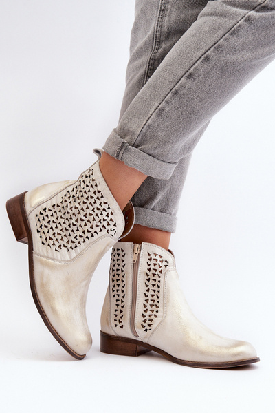 Чоботи шкіряні з вирізом Zazoo 2791/004 золото