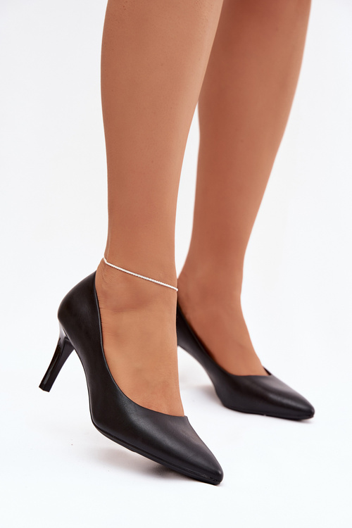 Еко шкіряні туфлі на підборах Sergio Leone 1336 Чорні