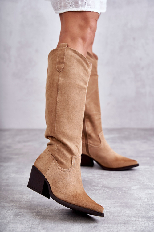 замшеві ковбойські чоботи Beige Casey