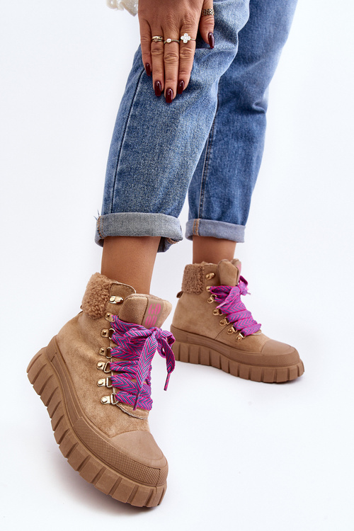 Утеплені черевики на товстій підошві Ralotta коричневого кольору