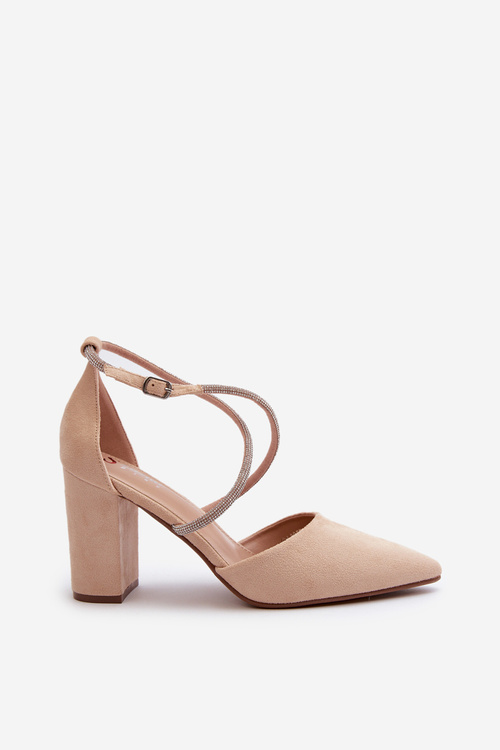 Замшеві туфлі зі стразами бежевого кольору Lagra