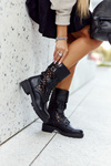 Шкіряні ажурні чоботи Black Menie