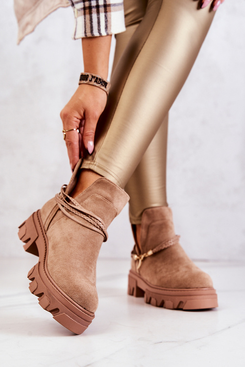 Замшеві робочі черевики без лямок бежеві Moriah