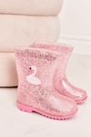 Дитячі блискучі дощові черевики з лебединим рожевим