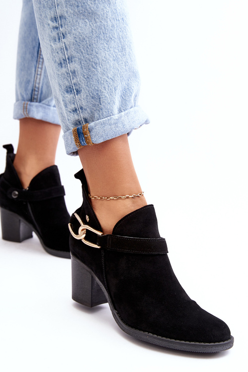 Чоботи жіночі замшеві на підборах Maciejka 06247-01 Чорні