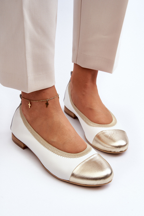 Zazoo 2890 Шкіряна балерина білого золота