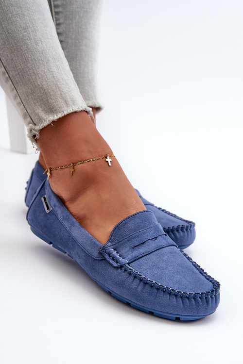 Жіночі лофери з синьої еко-замші Rerceria