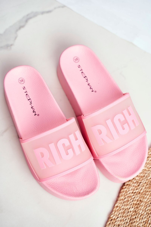 Жіночі шльопанці на платформі рожеві RICH