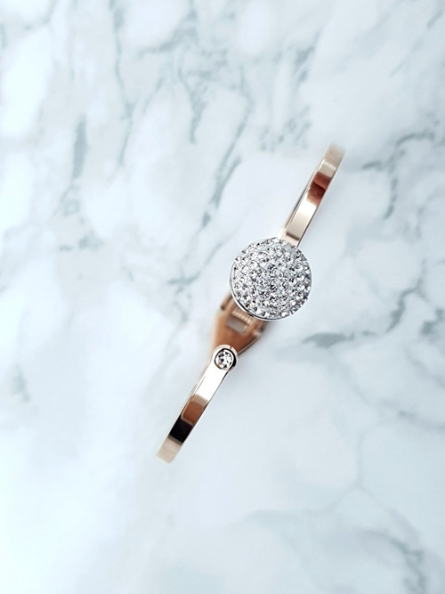 Жіночий сталевий браслет з рожевого золота Roxa Crystals