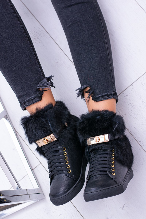 Чорні чоботи Lu Boo з натуральним хутром Gisele