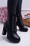 Жіночі чоботи на шпильці, декоративна блискавка, чорні Imagine