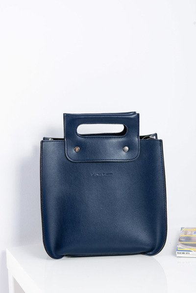 Велика жіноча темно-синя сумочка на заклепках