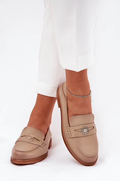 Елегантні Жіночі Мокасини З Природної Шкіри Vinceza 18100 Бежеві