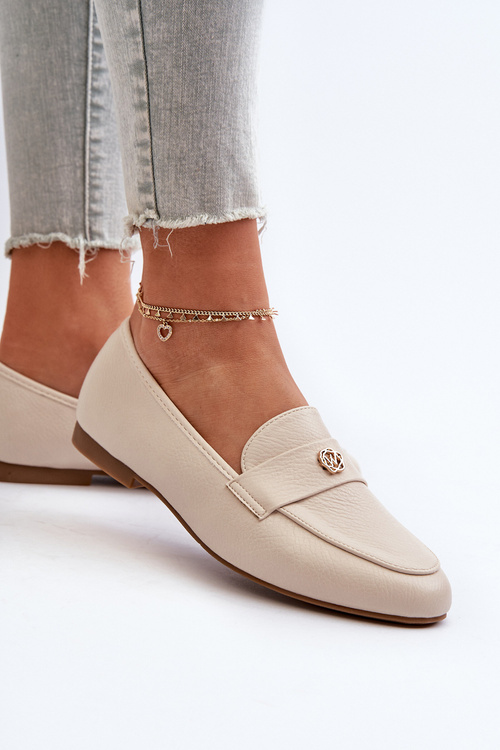 Жіночі лофери на плоскій підошві бежеві Sylvaine