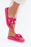 Жіночі Сандалі З Бантом І Золотою Брошкою Фуксія Lynara