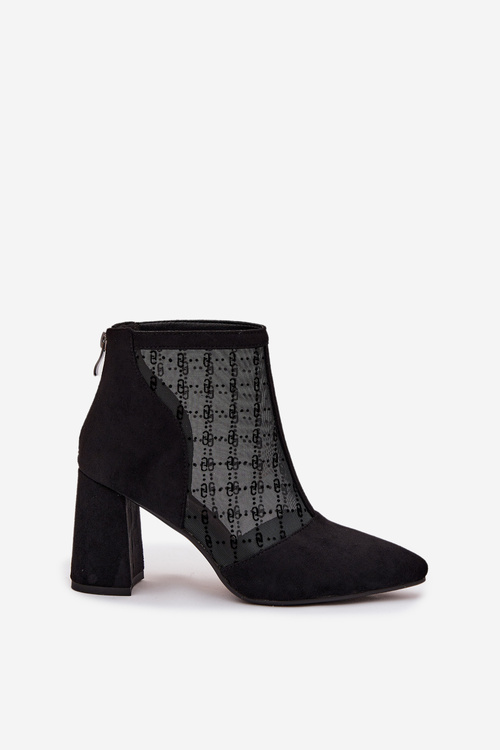 Жіночі ботильйони на каблуці з сіткою D A LZ52 944 чорні