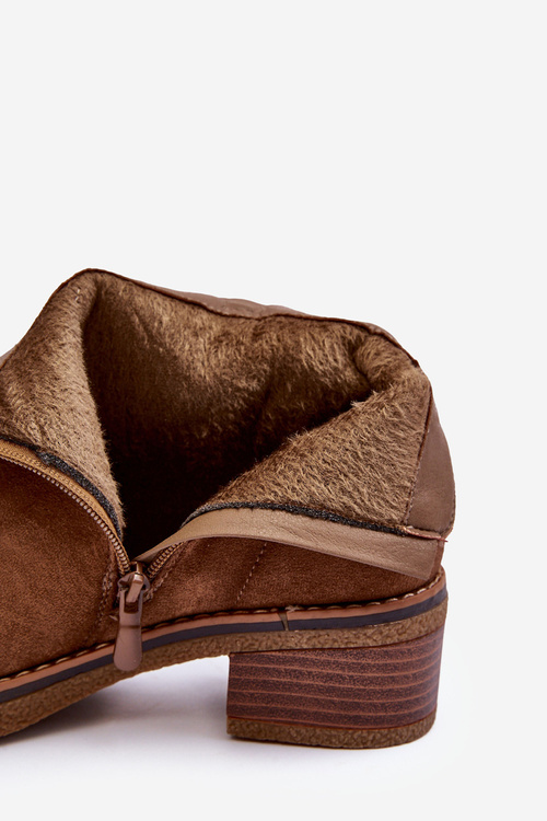 Коричневі замшеві чоботи Laurisa на низькому каблуці