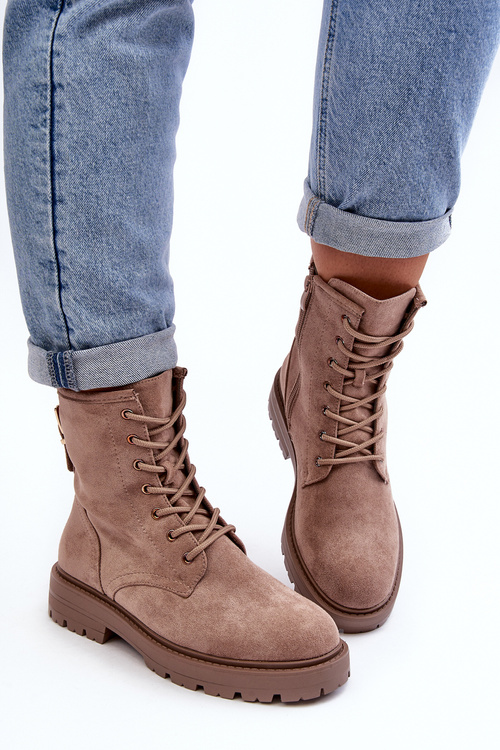 Жіночі чоботи на блискавці темно-бежеві Ninsuni