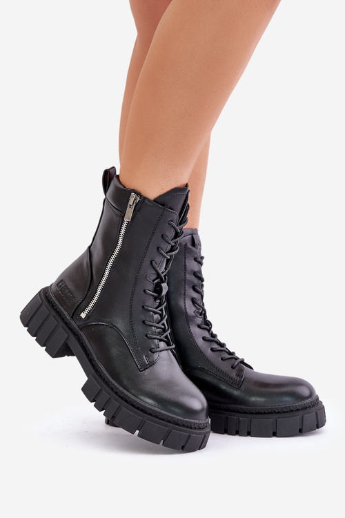 Теплі ботильйони Workers Жіночі Екошкіра Big Star MM274578 Чорні