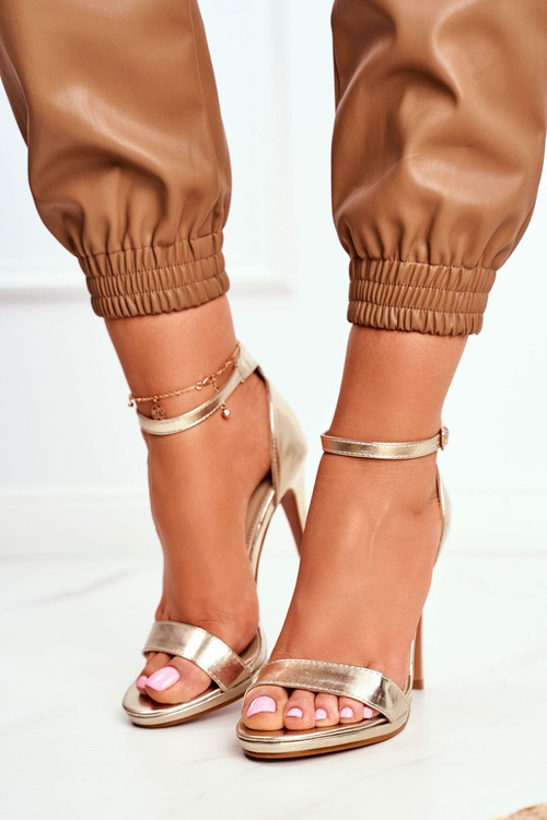 Жіночі босоніжки на шпильці Gold Frenzy