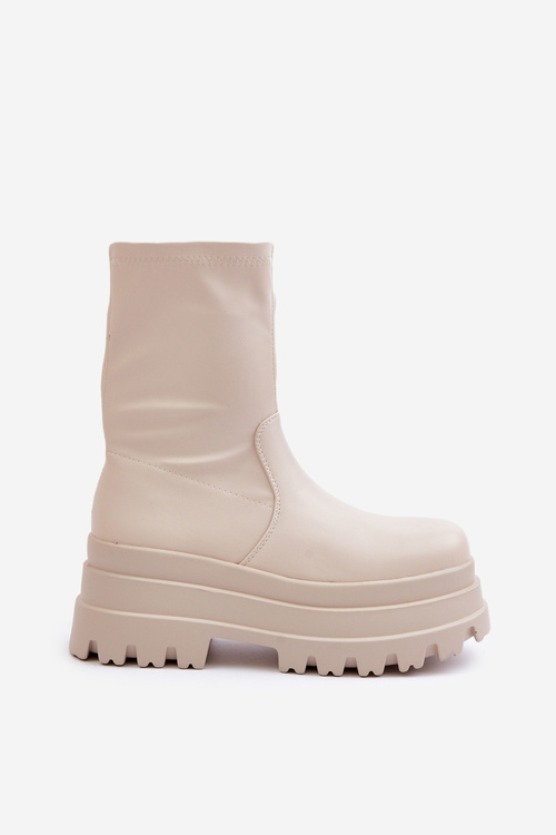 Чоботи на масивній платформі світло-бежевий Florinara