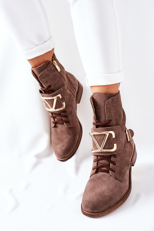 Жіночі замшеві чоботи коричневі Nicole 2676