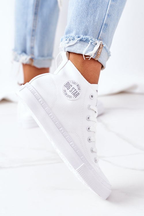 Жіночі шкіряні високі кросівки Big Star GG274016 Білі