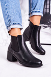 Жіночі утеплені черевики челсі на каблуці чорні Forevermore