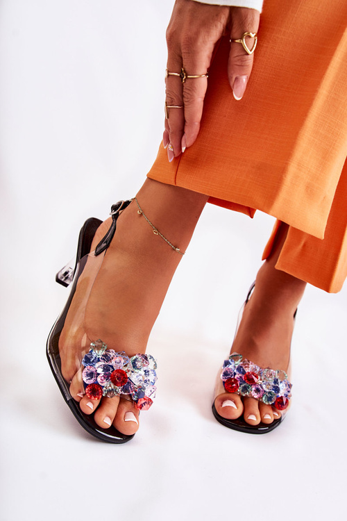 Елегантні босоніжки з кристалами Black Lanette