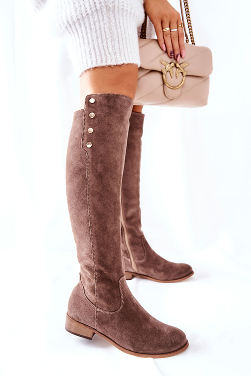 Замшеві високі чорні черевики Lewski 2840 Коричневий