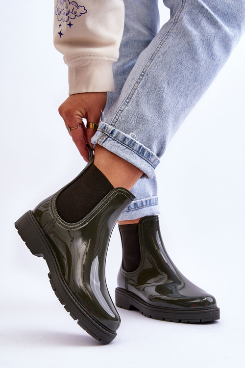 Жіночі сліпони калоші Черевики челсі темно-зелені Larone