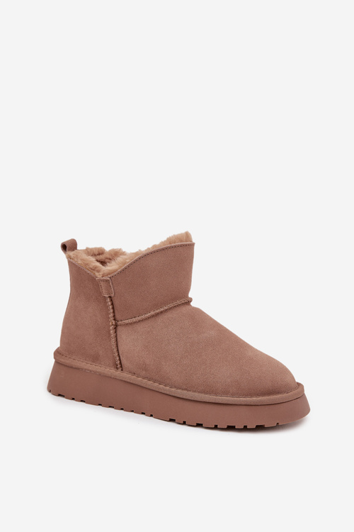 Замшеві зимові чоботи для жінок на платформі Vinceza 97962 бежеві