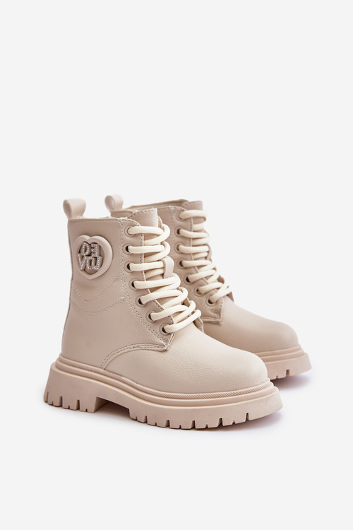 Чоботи для дівчинки утеплені хутром на блискавці бежеві Evaliraea