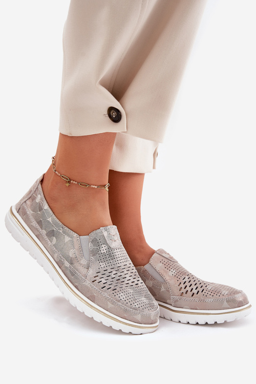 Замшеві сліпони Бежево-золотий Inez