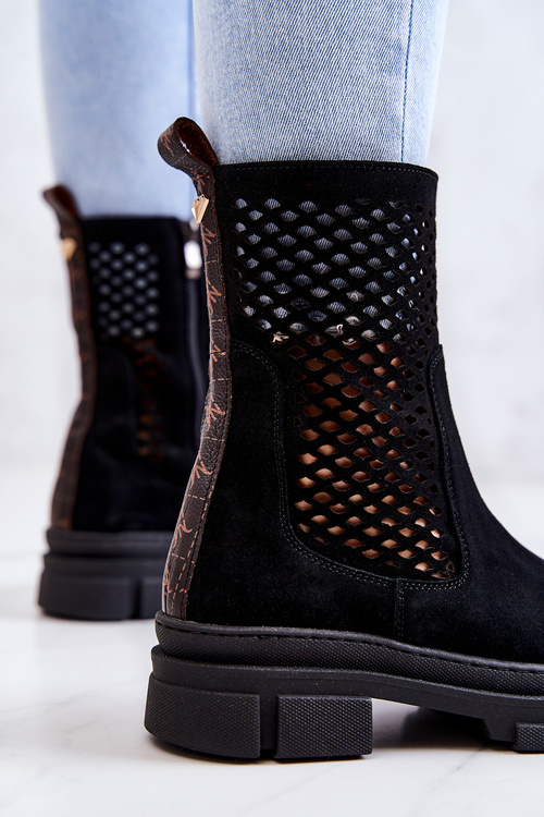 Чоботи шкіряні робочі Nicole Black 2711