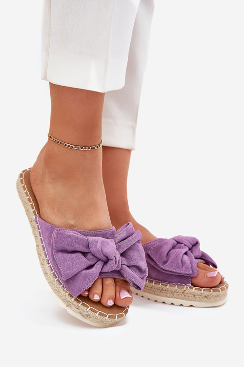 Жіночі Сандалі На Платформі З Плетінням І Бантом Фіолетові Alpireda
