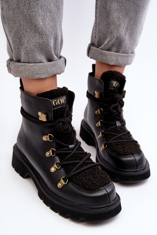Шкіряні черевики Trapper жіночі GOE MM2N4082 Чорні