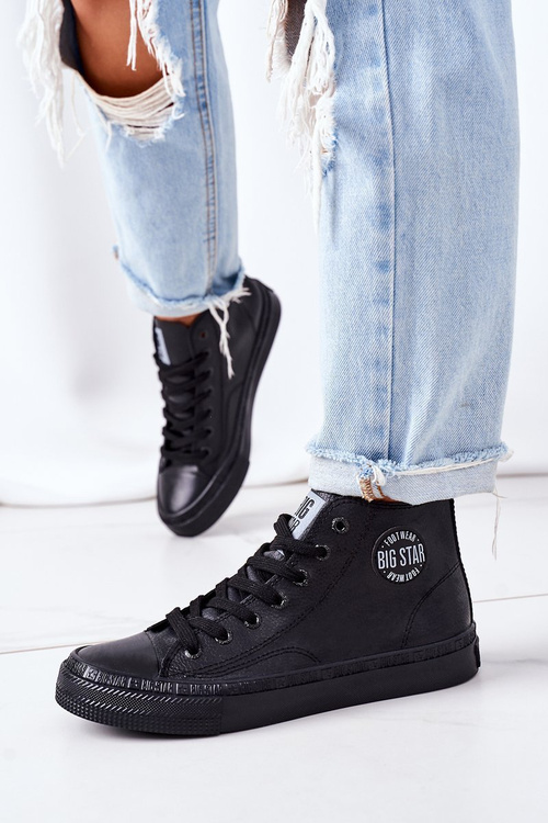 Жіночі шкіряні високі кросівки Big Star GG274015 Чорні