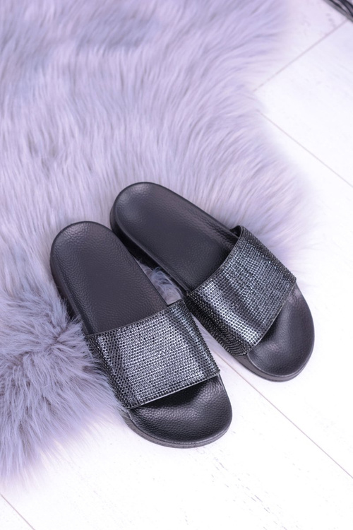 Жіночі шльопанці з цирконію LadyCristal Black