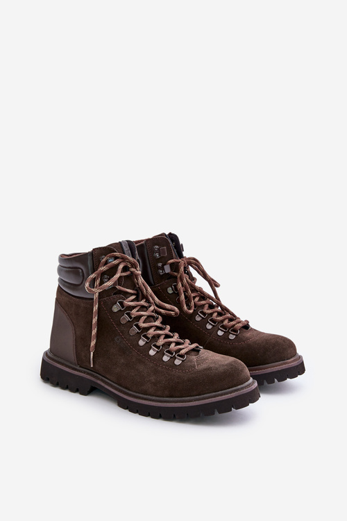 Замшеві утеплені чоловічі ботильйони Big Star OO174644 Коричневий