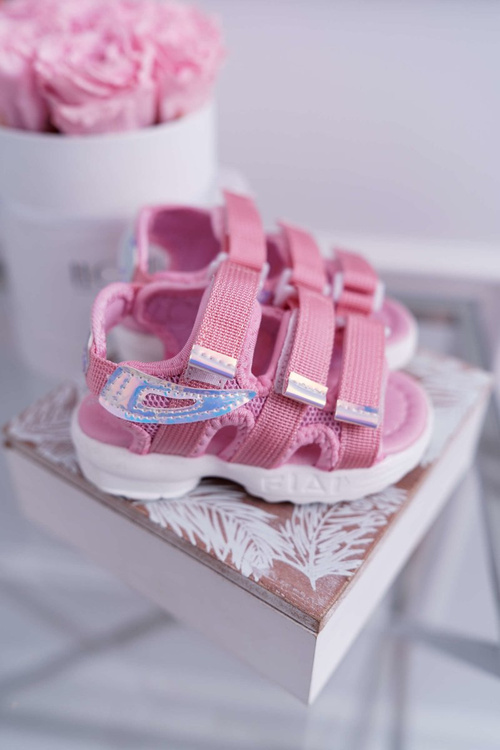 Дитячі босоніжки на липучці для дівчинки рожеві Kimmi