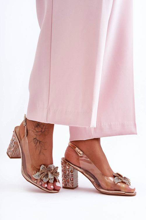 прозорі блискучі стильні босоніжки золото рожеві SBarski MR1037-18 T