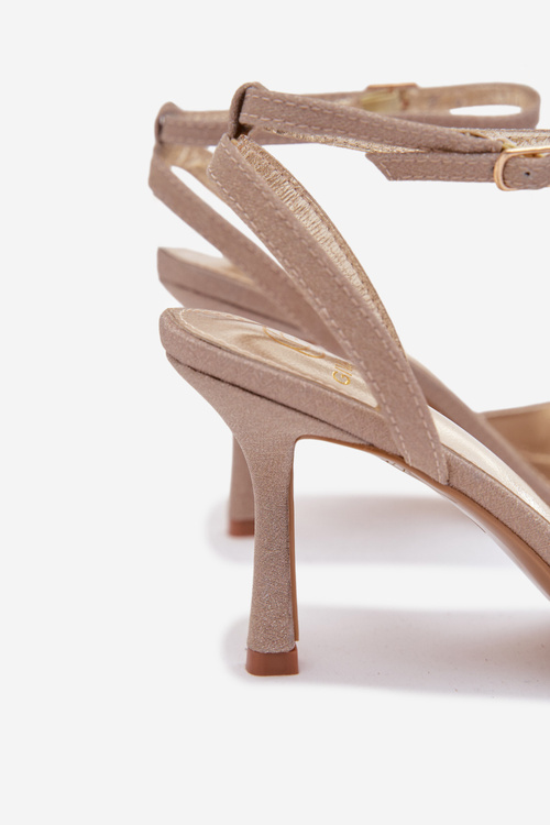 Жіночі сандалі на шпильці з блискучим золотим дизайном Brisora